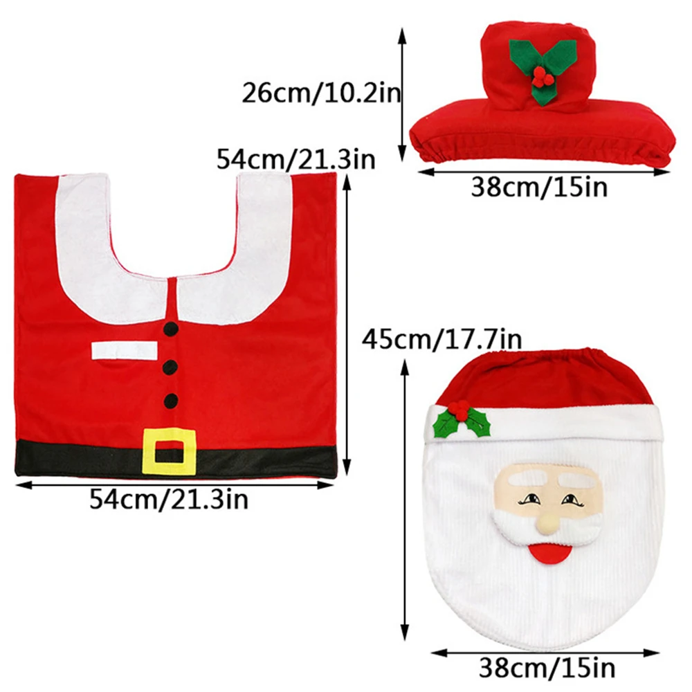 Рождественский коврик для туалета Санты, коврик для ванной комнаты, рождественские украшения