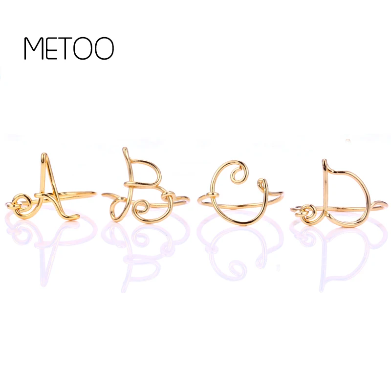

METOO A to Z 26 Initial Letter Midi Rings for Women Men Jewelry New Design Copper Ring Geometric Knuckle Rings Creative Gift #