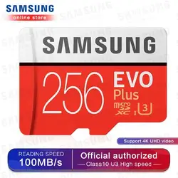 Карта памяти Samsung Micro SD карты памяти EVO PLUS 256 ГБ 128 Гб 64 Гб оперативной памяти, 32 Гб встроенной памяти SDHC/SDXC Класс Class10 C10 UHS-1 TF карты Модуль