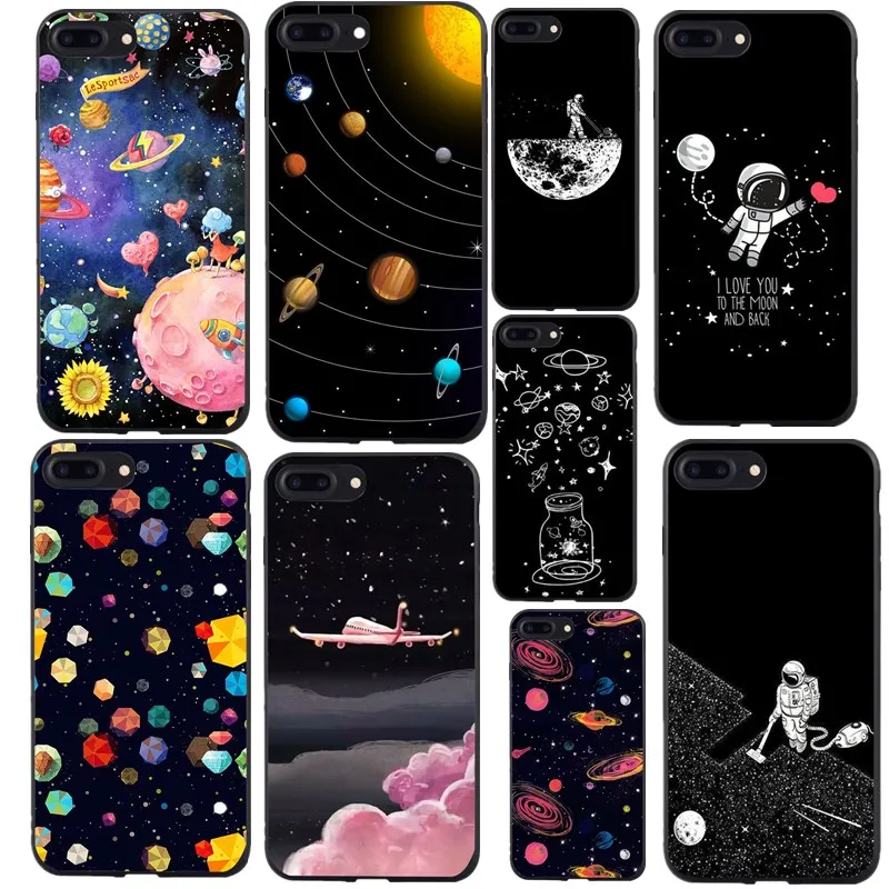 Чехол для iphone 8 plus космический силикон мягкий TPU узор тонкий человек Звезда Космос