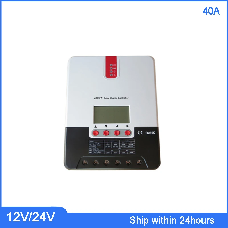  Hot MPPT Mode 12V/24V Auto 40A Solar Controller/Home Solar System 20A 30A 40A Controller/MPPT RS232