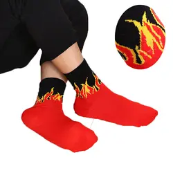 Новый для мужчин Красочные Пламя огонь узор хлопковые носки Harajuku дрова скейтборд хип хоп модные крутые унисекс экипажа Новинка