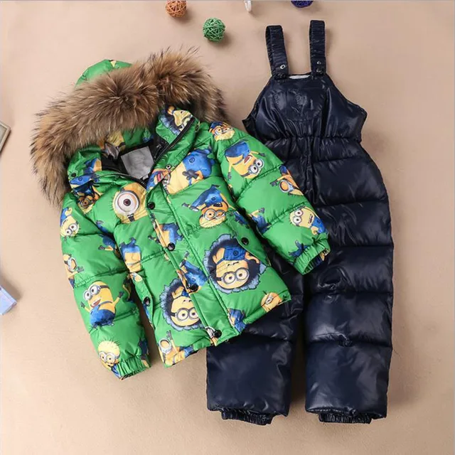 Cheap 2-5 Years Girls Winter Overalls Set Infant Clothing Ski Suit Down Cotton Jacket Coat + Jumpsuit Sets Kids Clothes For Baby Girl