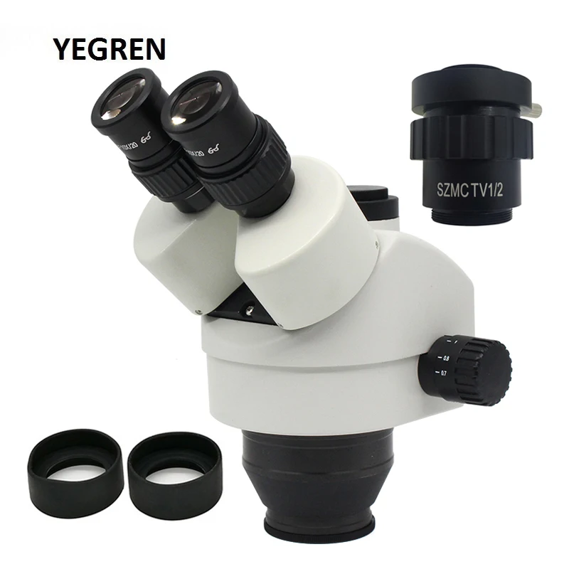 

Trinocular Microscope Head 7X-45X Simul-focal Trinocular Head with WF10X Eyepiece 0.5X C-mount for Zoom Stereo Microscope