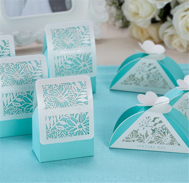 Wedding Gift Bag Party Event Supplies Blue Elegant Luxury Wedding Gift Bag Party Event Supplies Blue Elegant Luxury Decoration Laser Cut Sweet Favors Paper