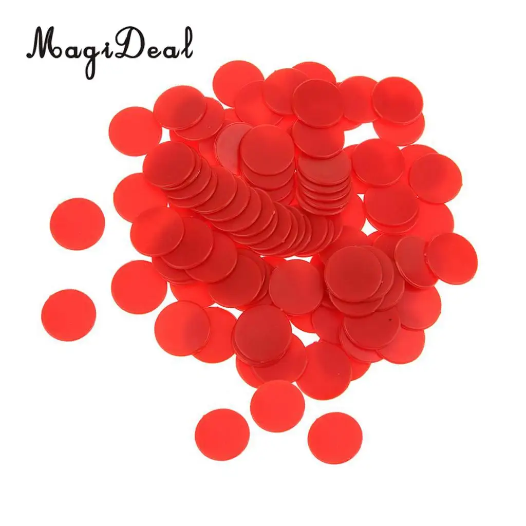 MagiDeal 100 Opaque Plastic Board Game Counters Tiddly winks Numeracy Teaching for Pub Club Party Supplies Birthday Gift