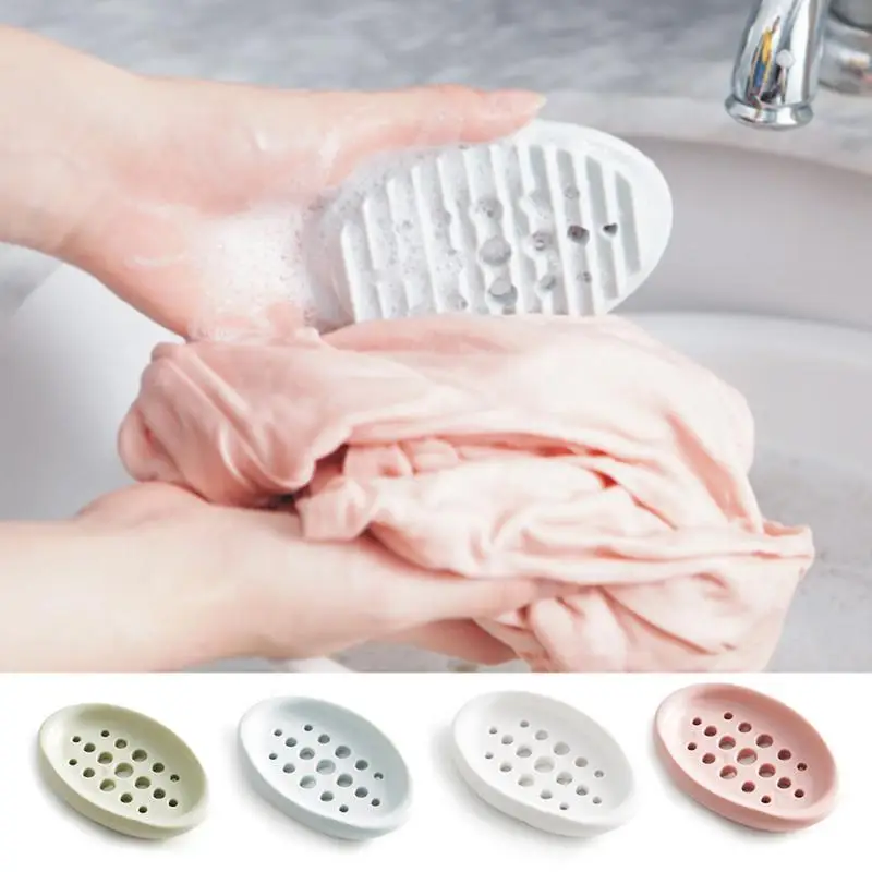 

NEW Silicone Soap Dish Soap Holder Silicone Soap Saver Clean & Dry Tray tools Kitchen Bathroom Accessories