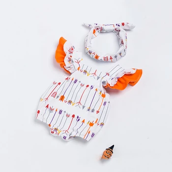 

New Fashion Sleeveless Arrow Wings Jumpsuit 0-2 Years Old High Quality Cotton Easter 2018