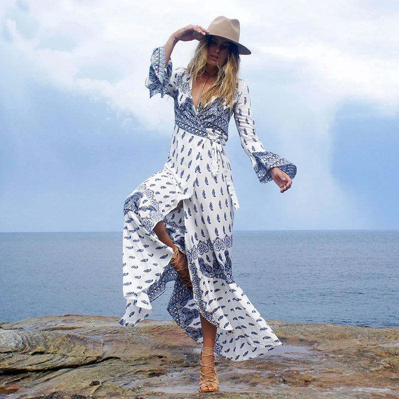 

New Arrivals Beach Cover up Floral Romantic Swimwear Ladies Pareo Beach Cape Sun Bath Beach Wear Dress Chiffon Swimwear