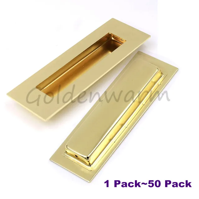 recessed handles brushed brass golden rectangle flush pull handle