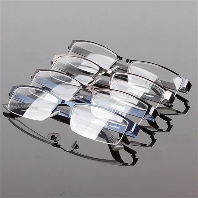 Durable Men's Metal Frame Clear Lens Half Rim Eyewear Glasses 3 Colors