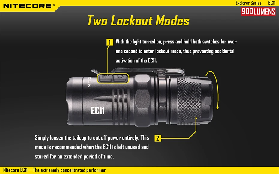 NITECORE EC11 светильник дальнего действия мини портативный светодиодный светильник с литиевой батареей