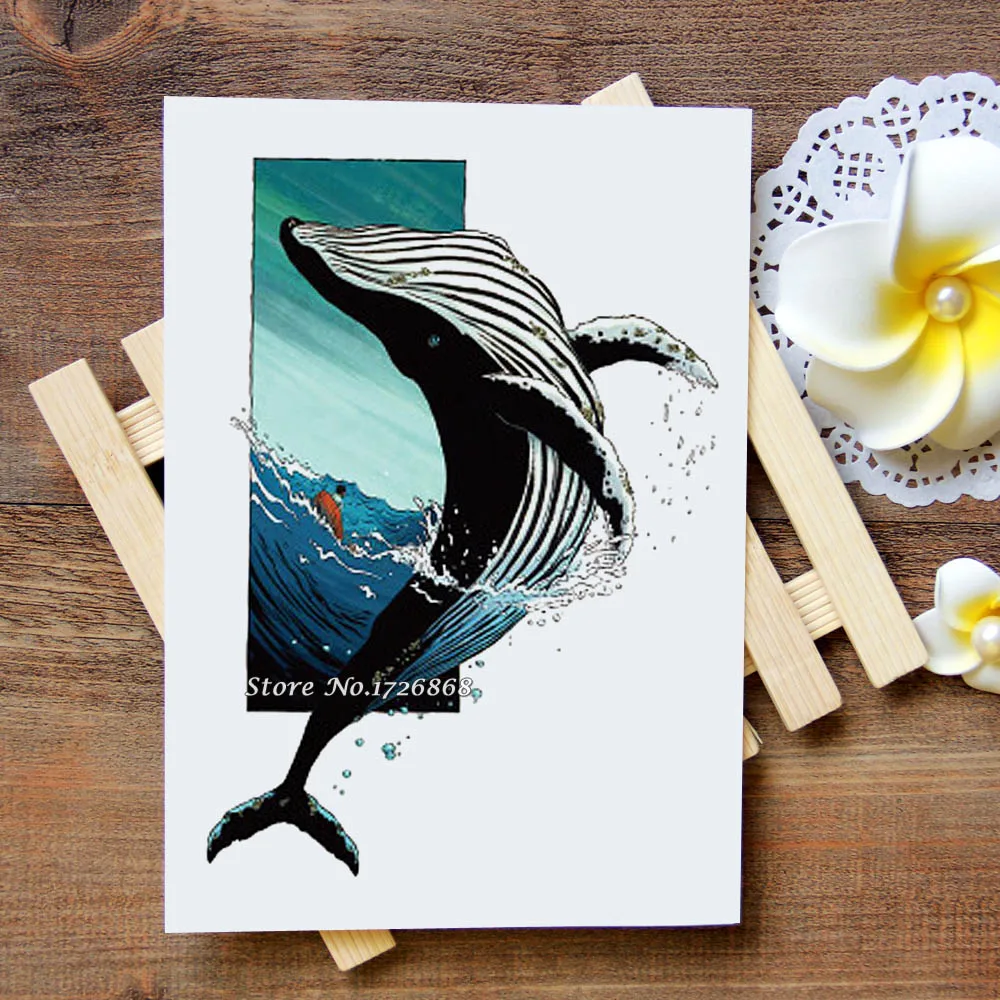 

Waterproof Temporary Tattoos Sticker cool Flash Tattoo whale translated tattoos fake tattoo for women men kids #836