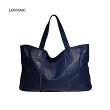 Vente chaude Grande capacité de mode naturel de vache à main en cuir grand sac femmes occasionnels sacs une épaule