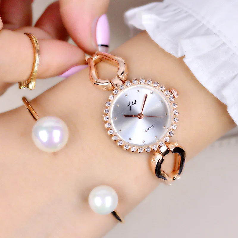 Модные JW Лидирующий бренд розовое золото часы для женщин роскошный кристалл нержавеющая сталь наручные часы Женская повседневная одежда кварцевые женские часы