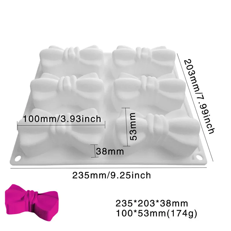 French 6 even bow mousse cake mold diy baked dessert silicone handmade soap household baking silicone mold Chocolate clay AprO1 (2)