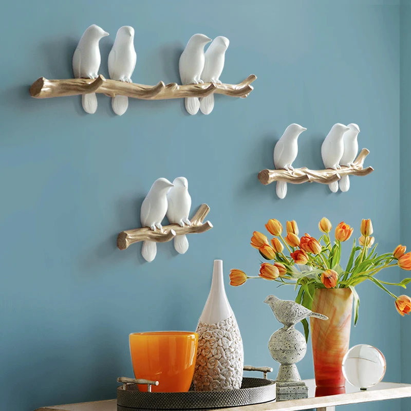 Декоративные настенные крючки с птицами из смолы для украшения дома, аксессуары для ключей, сумки, вешалки для одежды