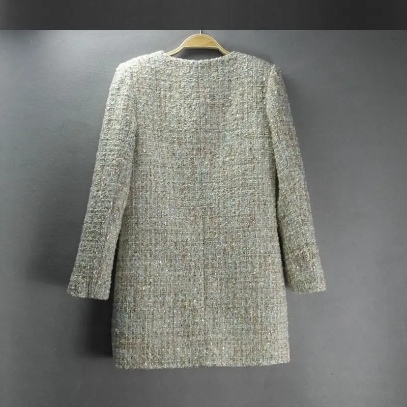 Printemps Femmes Laine Manteau hiver Dames Sections Longues Color De Mode Veste À Casual 2018 Manches Tweed Picture Et automne 8ZwqYSqz