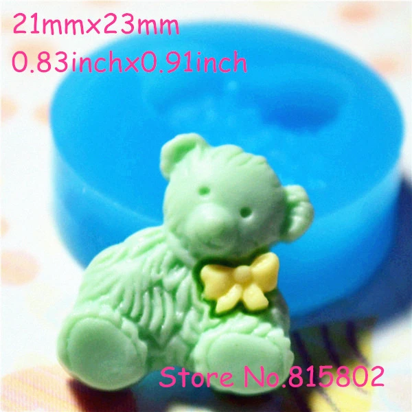 Free Shipping DYL021U Bear with Bow Silicone Flexible Mold 23mm Cupcake Decoration Polymer Clay