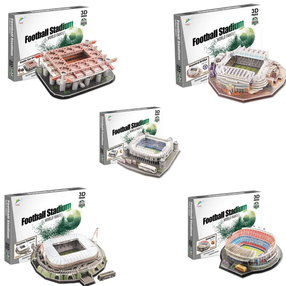 

2018 3D Puzzle with box New Football Stadium Spain Playground World Architecture Model DIY Assembled Building Toys For Children