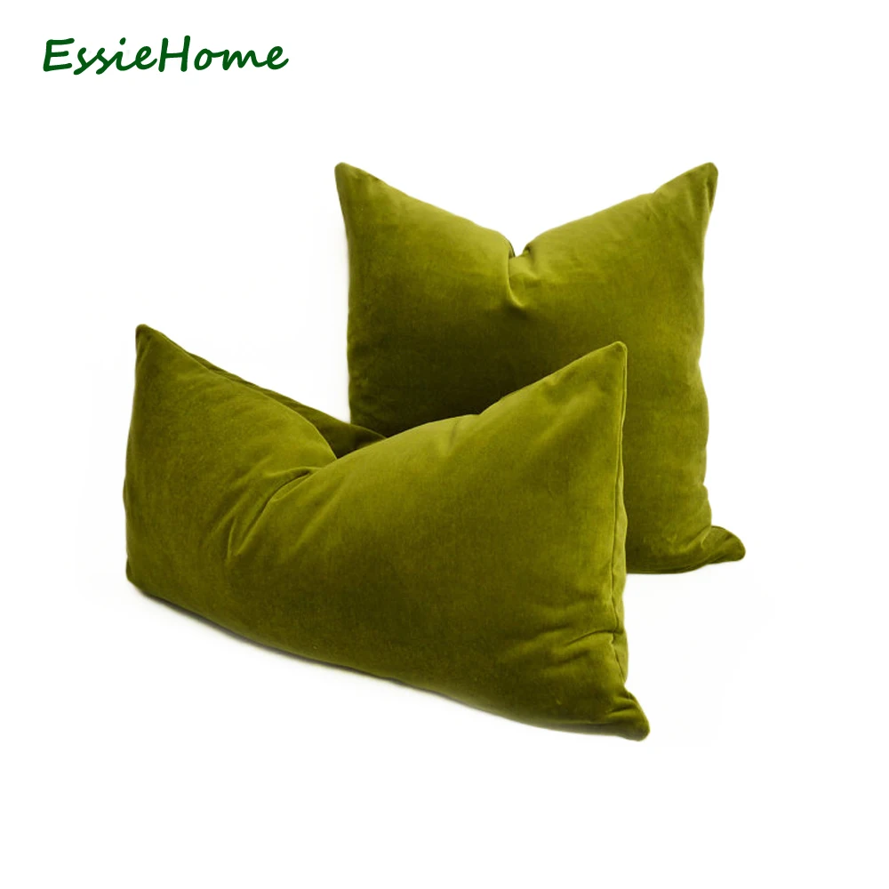 ESSIE домашняя Роскошная оливково-зеленая хлопковая бархатная наволочка, чехол для подушки, поясничный чехол для подушки