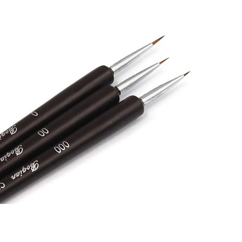 

Beauty 3pcs/set Professional Acrylic UV Gel Nail Art Design Painting Dots Drawings Brush Pen Black Handle Manicure Tools