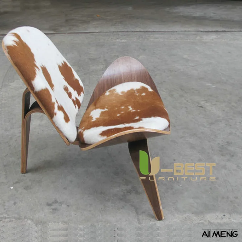 pony skin CH07 shell chair plywood lounge chair  (2)