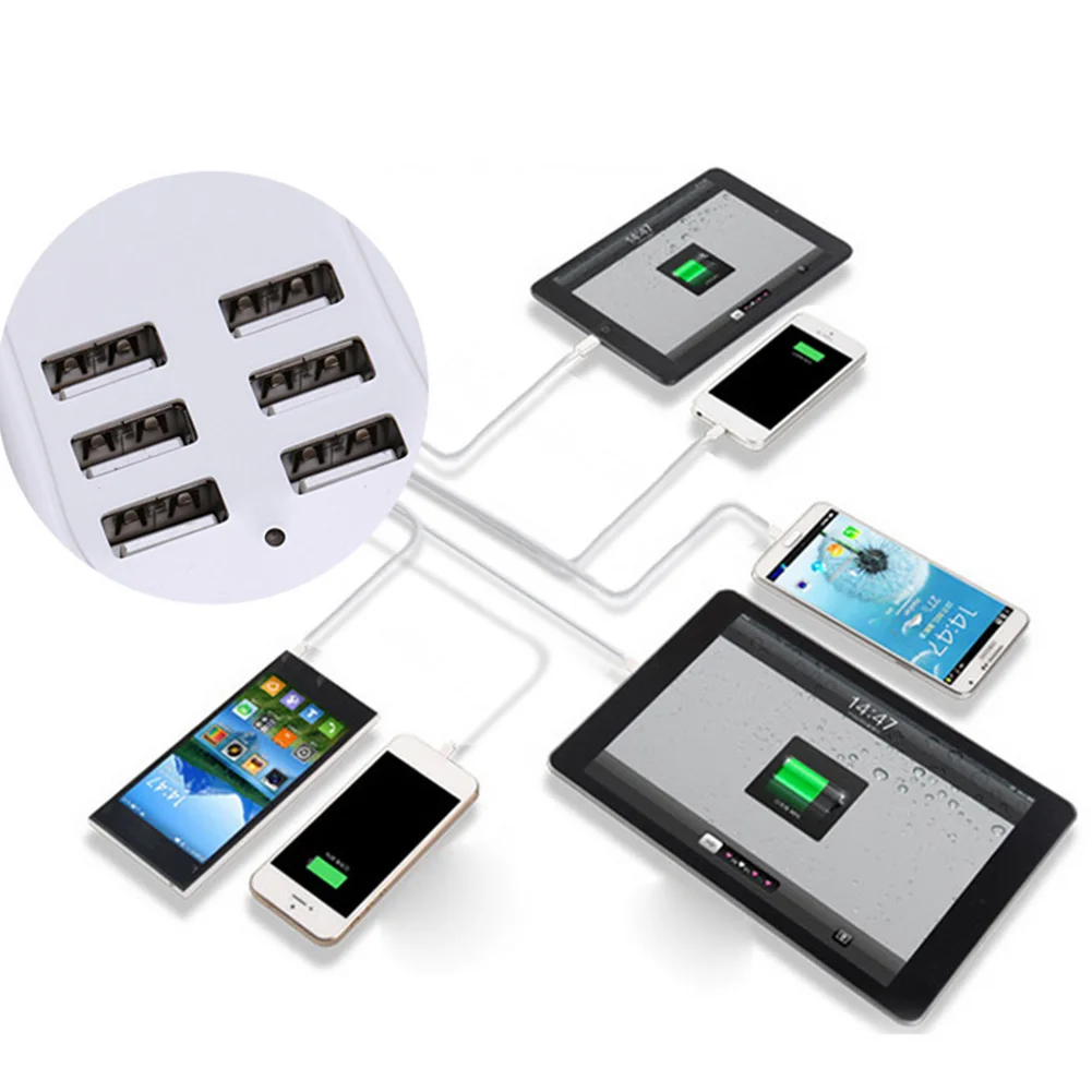 25 W/5A 6 منافذ USB هاتف مكتبي شحن الطاقة قطاع AC وحدة شاحن محول للجوال هاتف لوحي 25 W/5A 6 منافذ USB هاتف مكتبي شحن الطاقة قطاع AC وحدة شاحن محول للجوال هاتف لوحي