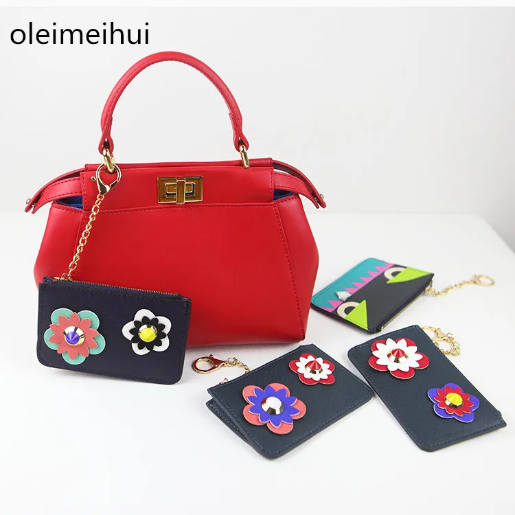

Lovely Stereoscopic Flowers coin bag zipper wallet Genuine Leather zero Girls women's wallet purse Key bags Accessories Wallets