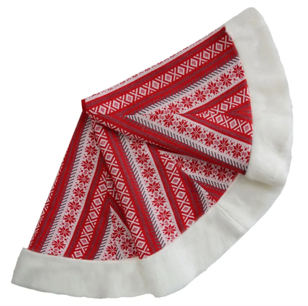 48 дюймов, вязаная красная юбка со снежинками и рождественской елкой, Высококачественная юбка с украшением из искусственного меха