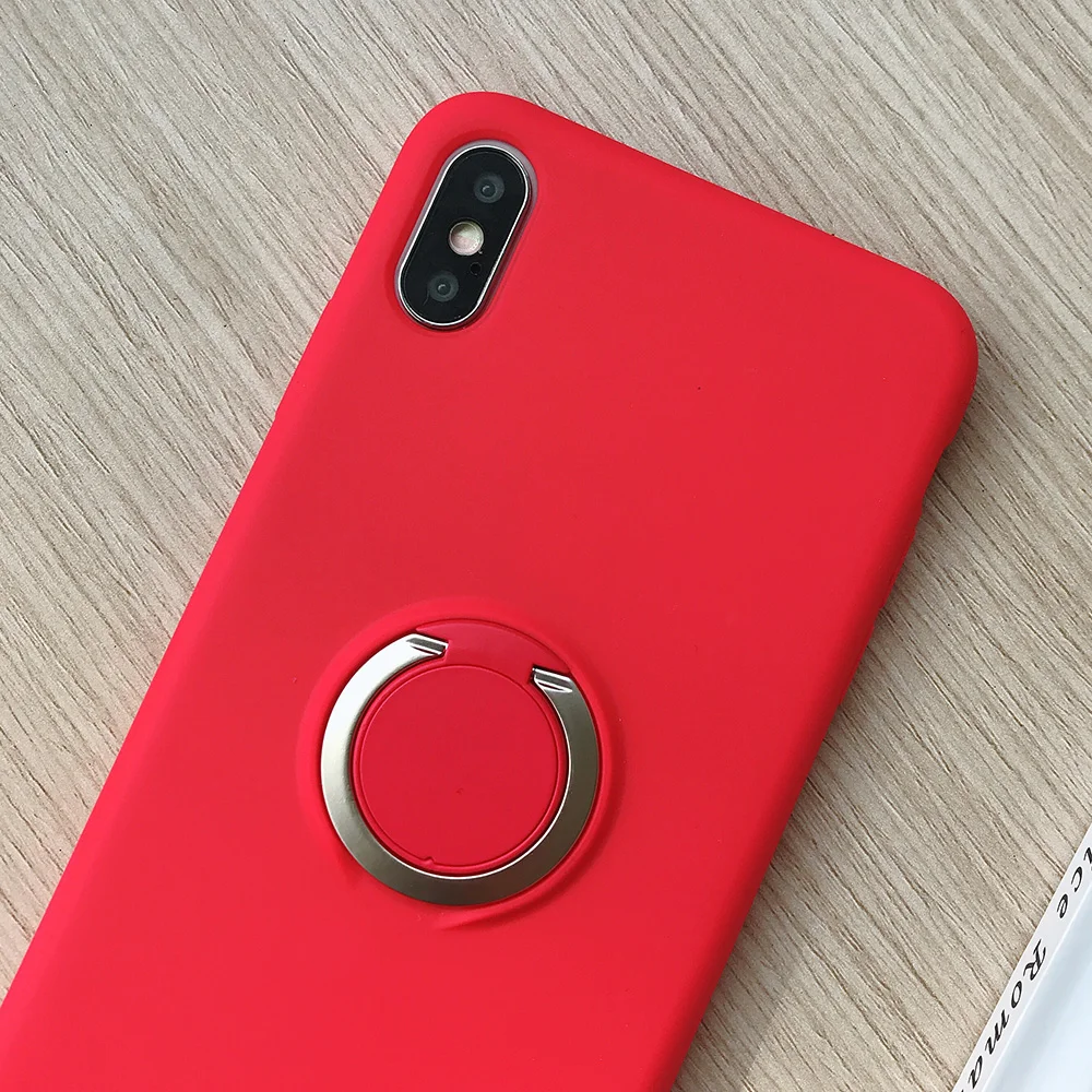 KIPX1110_7_JONSNOW Pure Color Phone Case for iPhone XS XR XS Max 6 6S 7 8 Plus Matte Soft TPU Solid Cover with Ring Holder Capa Fundas