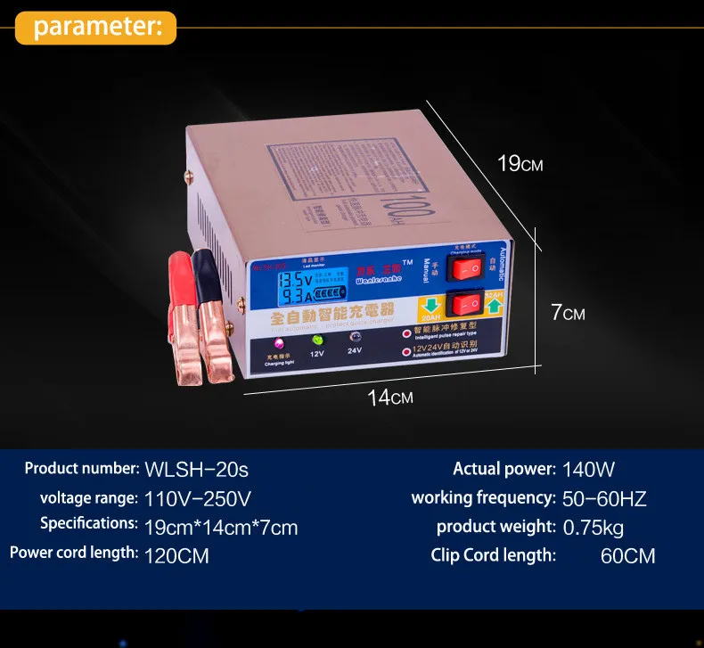 Новейшая модель 220 В полностью автоматическая электрическая Автомобильная батарея зарядное устройство интеллектуальное импульсное Ремонтное зарядное устройство 12 В/24 В 100ач