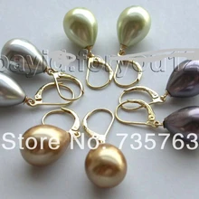 Xiuli 00164 4 пар Природных 12x17 мм Капельное Shell Серьги Перлы 14KGP