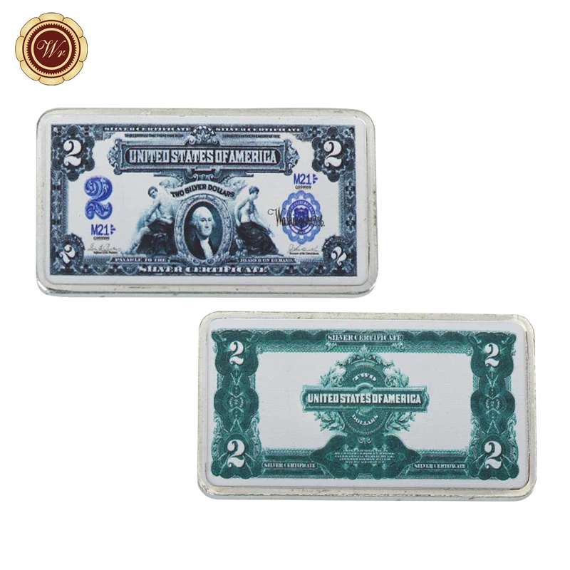 WR 1899 Year 2 Dollar 999.9 Silver Bar Home Decorative Luxury Metal Bars Collectible Bank Note Fake Crafts | Дом и сад