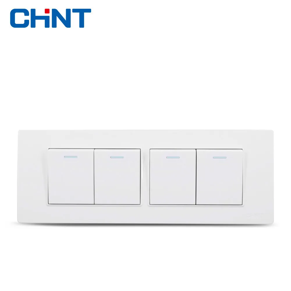 

CHINT Switch 118 Type Steel Frame Hyun White NEW5D Four Position Four Gang Two Way Switch Panel