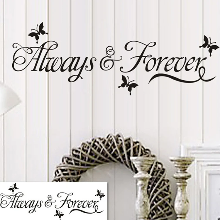 Us 1 04 7 Off Alway And Forever Quote Wall Stickers For Bedroom Black Wall Sayings Removable Vinyl Wall Decals Drop Shipping Hg Ws 1579 In Wall