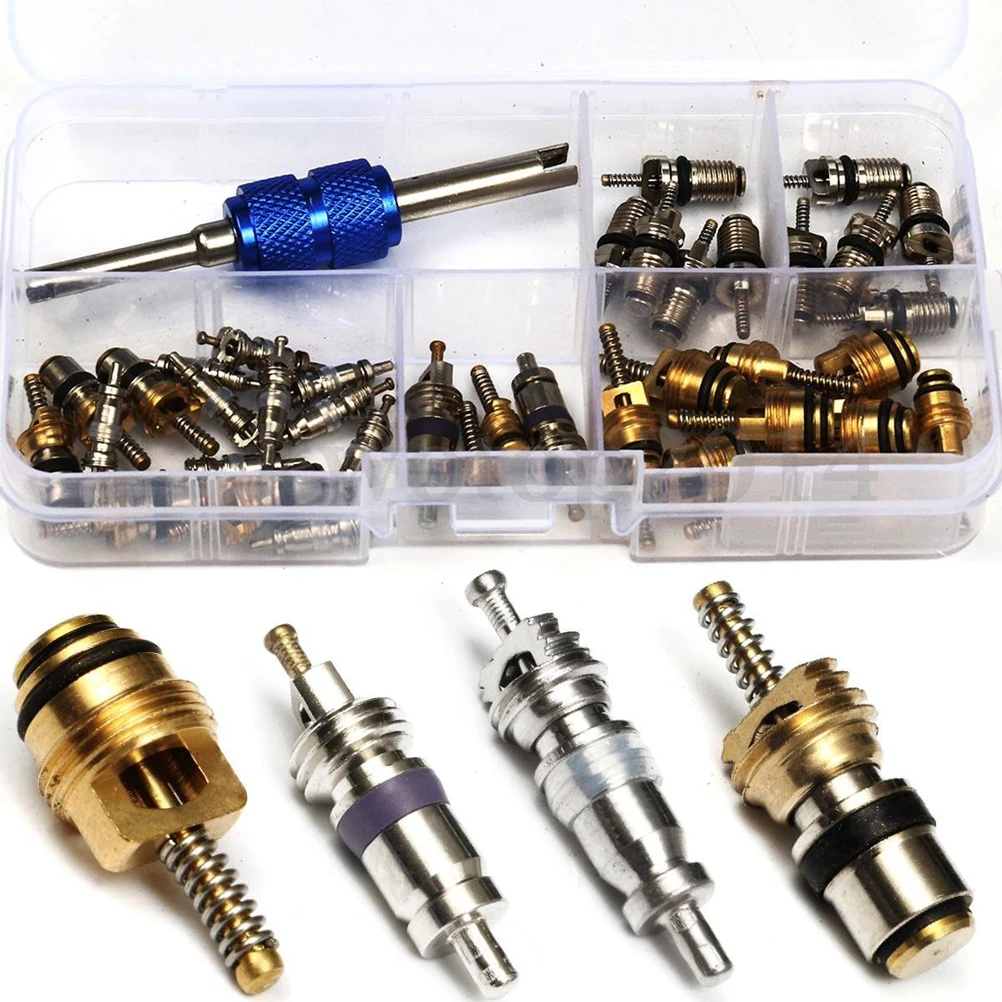 

40pcs Air Conditioning Valve Core A/C R12 R134a Refrigeration Tire Valve Stem Cores Remover tool A20