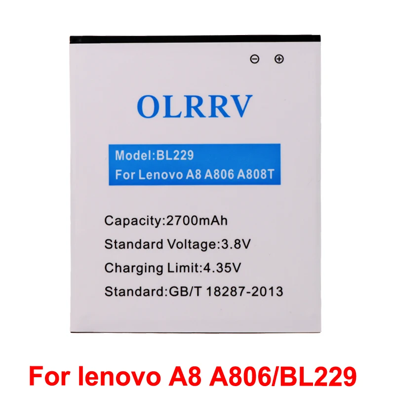 Аккумулятор высокой емкости BL 229 BL229 для lenovo A8 A806 A808T Batterie Bateria Batterij 2700mAh|battery for