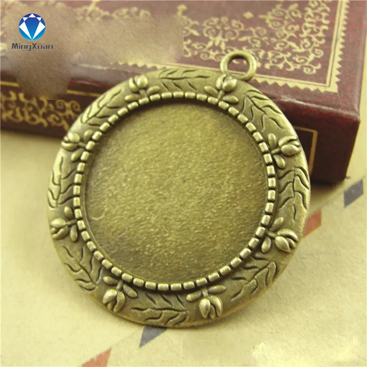 

MINGXUAN 10pcs/lot Inner size 25mm Rugosa Rose base Pendant Setting Fit Cabochon Tray DIY Jewelry Findings C802