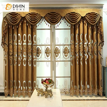 

Custom Made Home Luxury Embroidered Valance European Blackout Curtains For Living Room