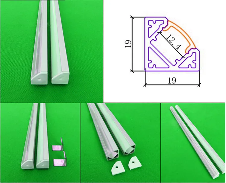 М 10X1 м треугольники угловой алюминиевый профиль для светодиодные ленты, молочно/прозрачная крышка 12 светодио дный мм 5630 pcb с фитингами