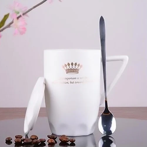 Королевская или Королевская корона с логотипом Cermiac кружки с крышкой и ложкой для влюбленных кружки для кофе, чая, молока креативный хороший подарок 400 мл/13,5 SH207 - Цвет: B