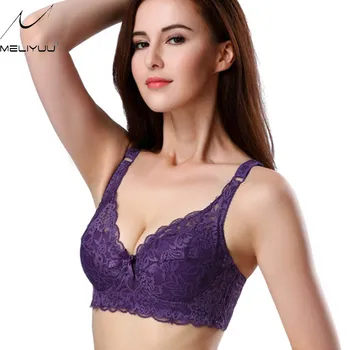 

Women Lace Bra Underwear Sexy Minimiser Brassiere Gorgeous Embroidery Floral Lingerie Bralette Chic Mature Female Bralette