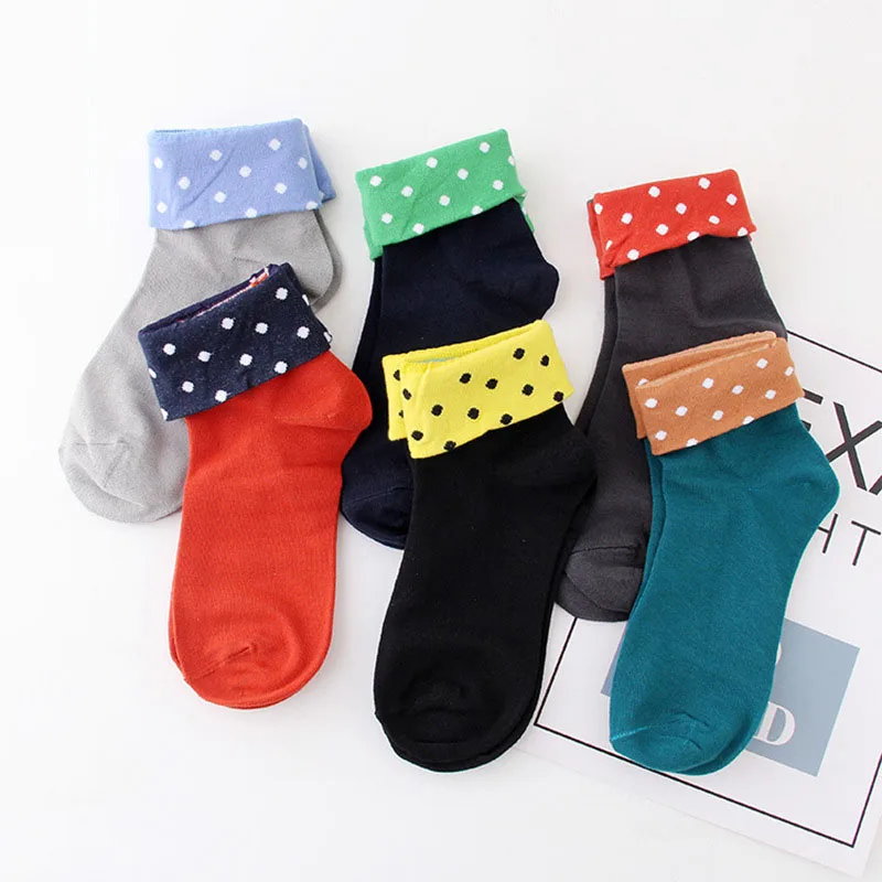 

Socks women cotton happy funny Jacquard polka dot casual sock collar Comfortable soft red black other colors Female socks