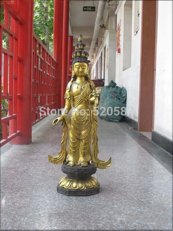 

32"TIBET Bronze gild gold Buddha 11 pate weird kuan yin Kwan yin Bodhisattva