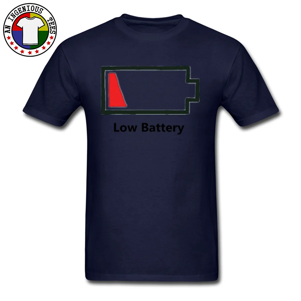 Short Sleeve Tops T Shirt Round Collar 100% Cotton Fabric Youth T-Shirt BATTERY LOW Red Summer Tshirts 2018 Newest BATTERY LOW Red navy