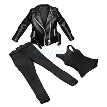 1/6 аксессуары для кукол женская одежда черные штаны жилет куртка из искусственной кожи