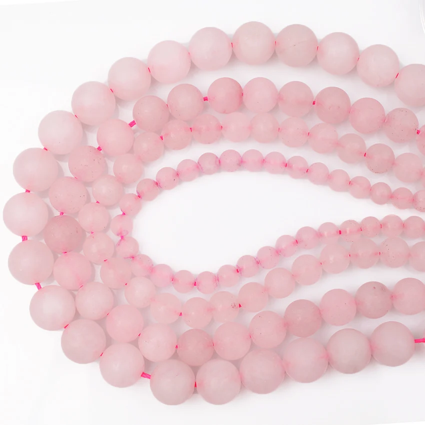 CAMDOE-DANLEN-Natural-Rock-Crystal-Pink-Rose-Quart-Matte-Dull-Polish-Beads-4-6-8-10