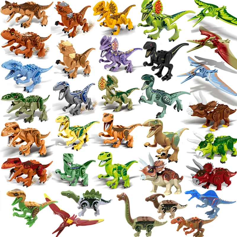 

40pcs/set Jurassic World Dinosaur Set Building Block Toy Dinosaurs Figures Velociraptor Triceratop Dino Bricks