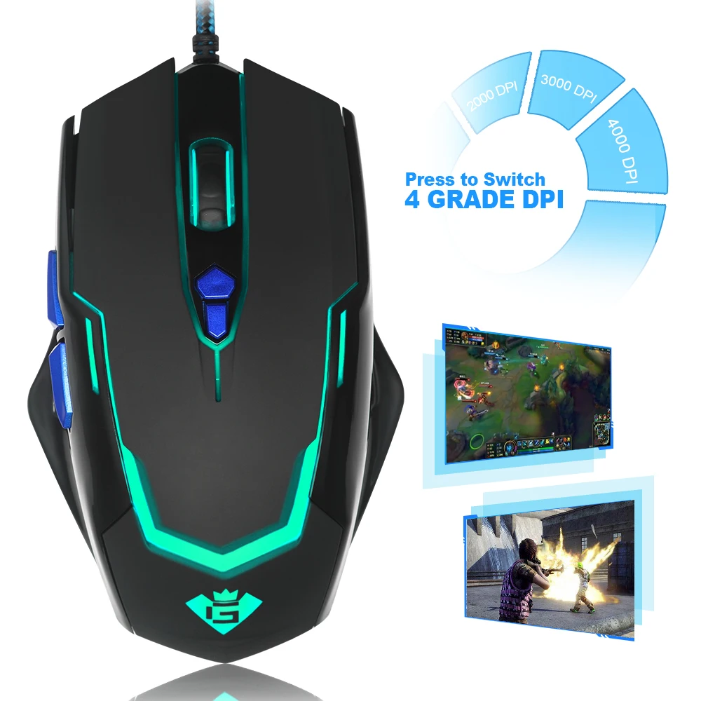 Игровая usb мышь Rocketek 3200 DPI 7 кнопок эргономичный дизайн аксессуары для настольного